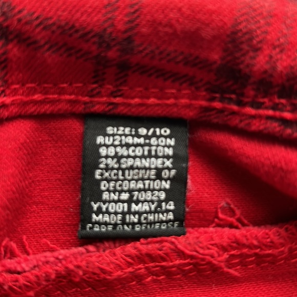 Rue 21 Red & Black Plaid Skinny Leggings, Size 9/10 - Picture 5 of 5